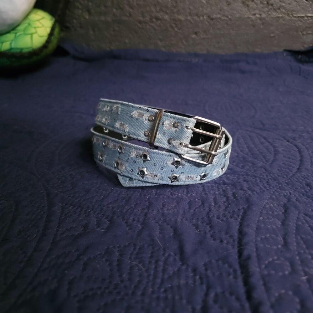Sparkle Fabric Belt – Blue Silver (One Size) 💙